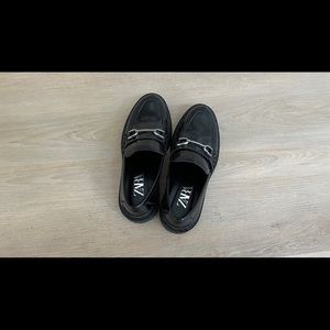 Zara Black Leather Loafers